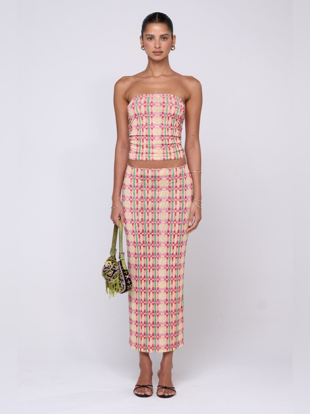 RESA CLYDE Maxi Pencil Skirt in Plaid